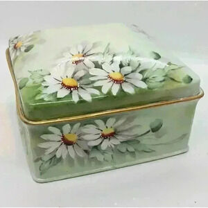 Antique Limoges Large Trinket Jewelry Box PL France Hand Painted Daisy Vintage